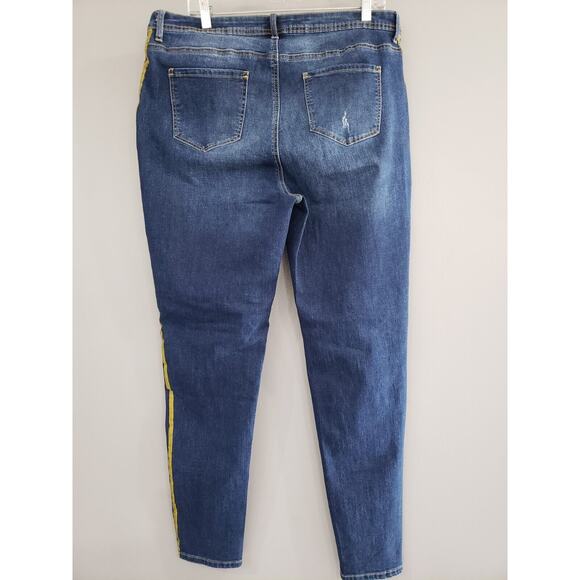 NEW‎ Size 16 Ashley Stewart Side Pipe Jeans Skinny Dark Wash Gold y2k retro - Picture 5 of 6